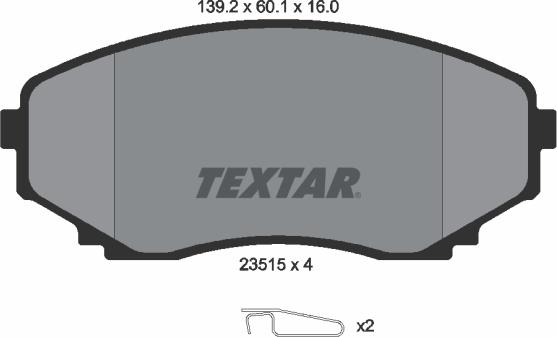 Textar 2351501 - Тормозные колодки, дисковые, комплект autospares.lv