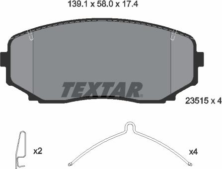 Textar 2351503 - Тормозные колодки, дисковые, комплект autospares.lv