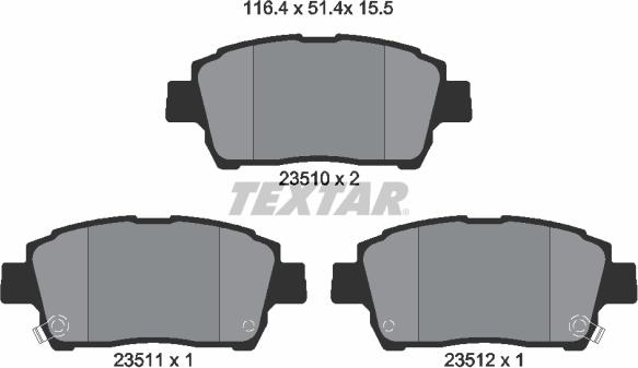 Textar 2351002 - Тормозные колодки, дисковые, комплект autospares.lv