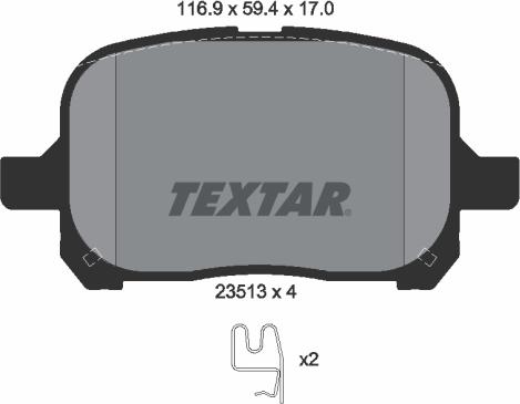 Textar 2351302 - Тормозные колодки, дисковые, комплект autospares.lv