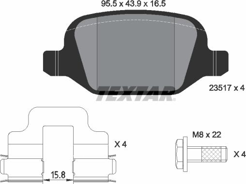 Textar 2351703 - Тормозные колодки, дисковые, комплект autospares.lv