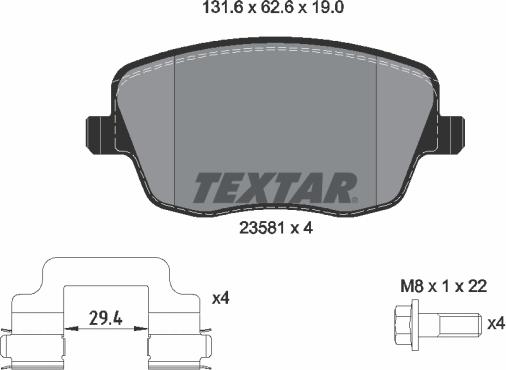 Textar 2358101 - Тормозные колодки, дисковые, комплект autospares.lv