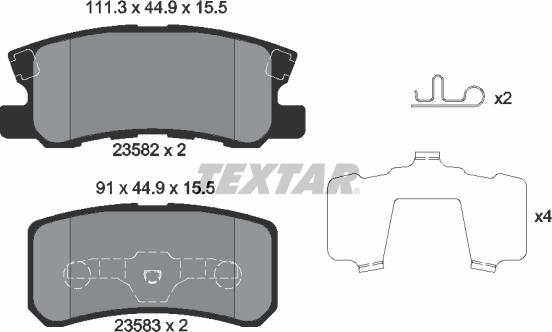 Textar 2358202 - Тормозные колодки, дисковые, комплект autospares.lv