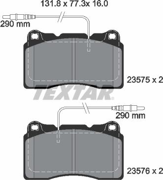 Textar 2357501 - Тормозные колодки, дисковые, комплект autospares.lv