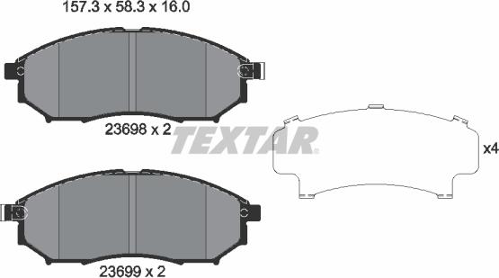 Textar 2369801 - Тормозные колодки, дисковые, комплект autospares.lv