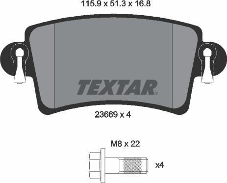 Textar 2366901 - Тормозные колодки, дисковые, комплект autospares.lv