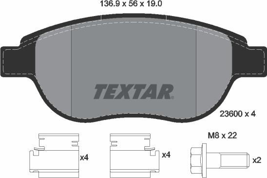 Textar 2360001 - Тормозные колодки, дисковые, комплект autospares.lv