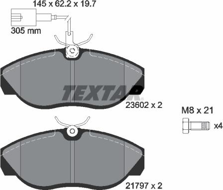Textar 2360201 - Тормозные колодки, дисковые, комплект autospares.lv