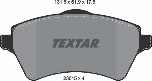 Textar 2361501 - Тормозные колодки, дисковые, комплект autospares.lv