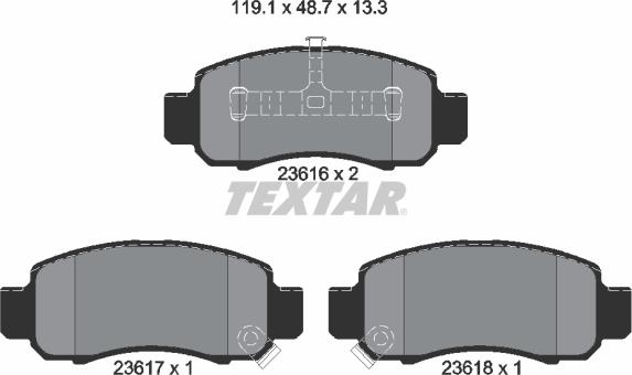 Textar 2361601 - Тормозные колодки, дисковые, комплект autospares.lv