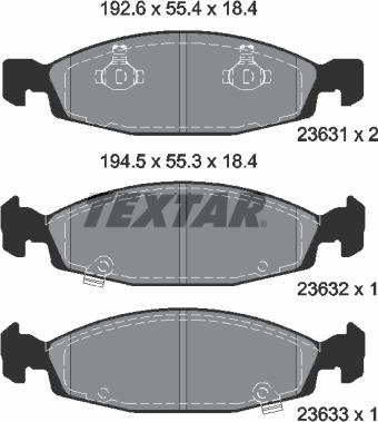 Textar 2363101 - Тормозные колодки, дисковые, комплект autospares.lv