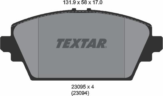 Textar 2309501 - Тормозные колодки, дисковые, комплект autospares.lv