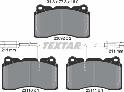 Textar 2309201 - Тормозные колодки, дисковые, комплект autospares.lv