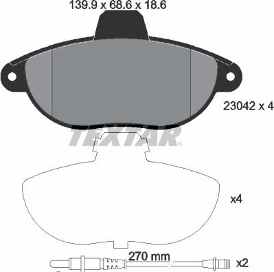 Textar 2304201 - Тормозные колодки, дисковые, комплект autospares.lv