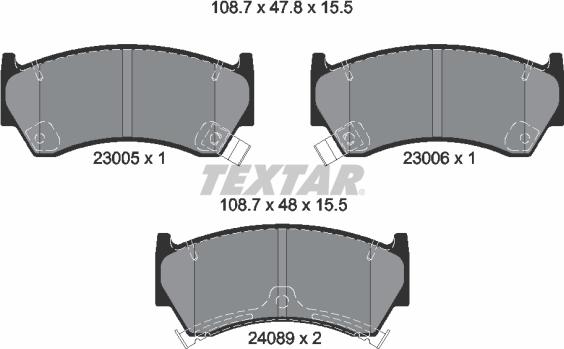 Textar 2300501 - Тормозные колодки, дисковые, комплект autospares.lv