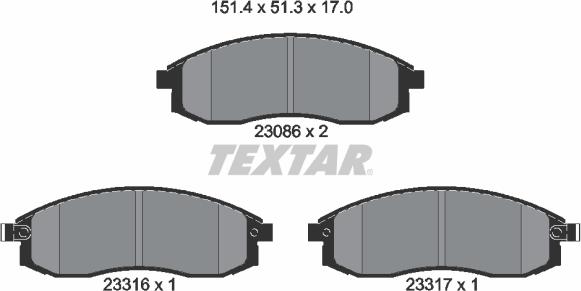 Textar 2308601 - Тормозные колодки, дисковые, комплект autospares.lv