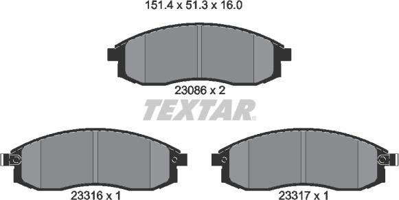 Textar 2308602 - Тормозные колодки, дисковые, комплект autospares.lv