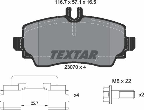 Textar 2307004 - Тормозные колодки, дисковые, комплект autospares.lv