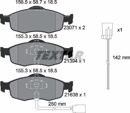 Textar 2307104 - Тормозные колодки, дисковые, комплект autospares.lv