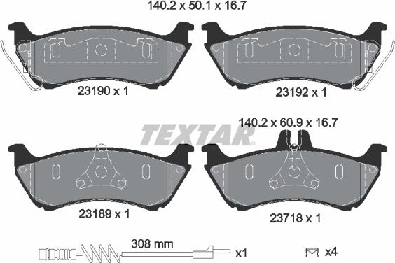 Textar 2319002 - Тормозные колодки, дисковые, комплект autospares.lv