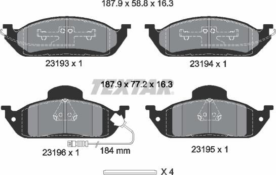 Textar 2319303 - Тормозные колодки, дисковые, комплект autospares.lv