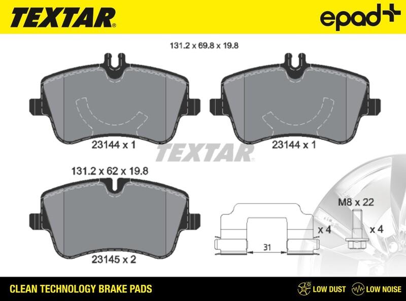 Textar 2314401CP - Тормозные колодки, дисковые, комплект autospares.lv