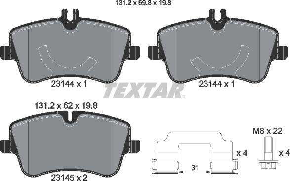 Textar 2314481 - Тормозные колодки, дисковые, комплект autospares.lv