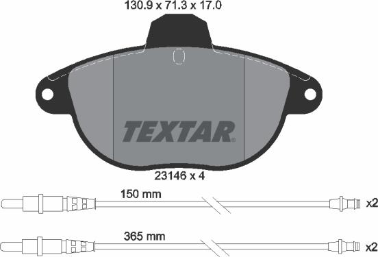 Textar 2314601 - Тормозные колодки, дисковые, комплект autospares.lv