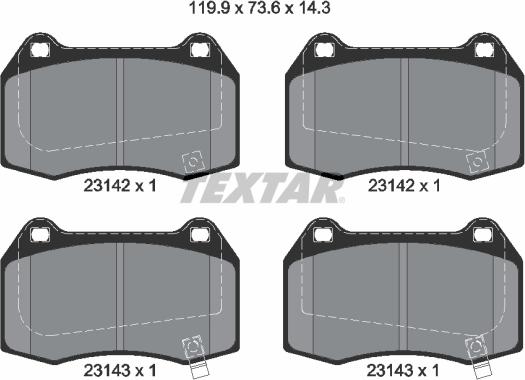Textar 2314201 - Тормозные колодки, дисковые, комплект autospares.lv
