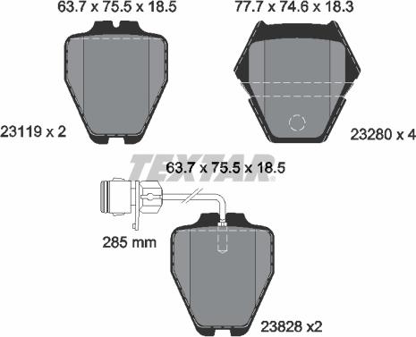 Textar 2311901 - Тормозные колодки, дисковые, комплект autospares.lv