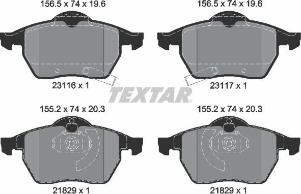 Textar 2311602 - Тормозные колодки, дисковые, комплект autospares.lv