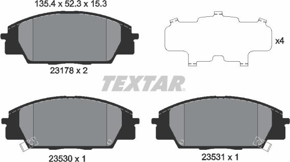 Textar 2317801 - Тормозные колодки, дисковые, комплект autospares.lv