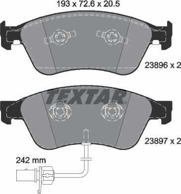 Textar 2389601 - Тормозные колодки, дисковые, комплект autospares.lv