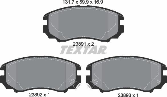 Textar 2389101 - Тормозные колодки, дисковые, комплект autospares.lv