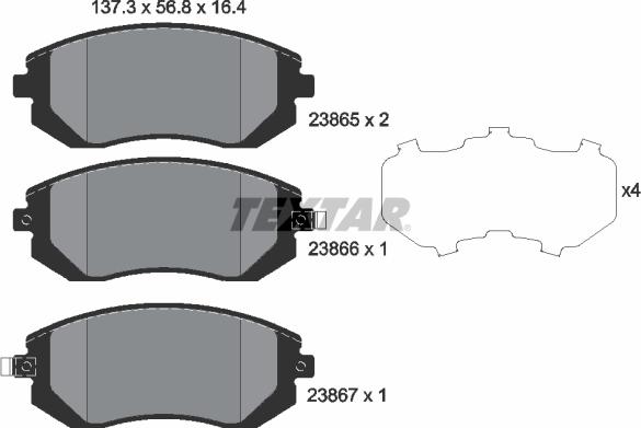 Textar 2386501 - Тормозные колодки, дисковые, комплект autospares.lv