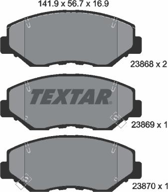 Textar 2386801 - Тормозные колодки, дисковые, комплект autospares.lv