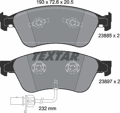 Textar 2388501 - Тормозные колодки, дисковые, комплект autospares.lv