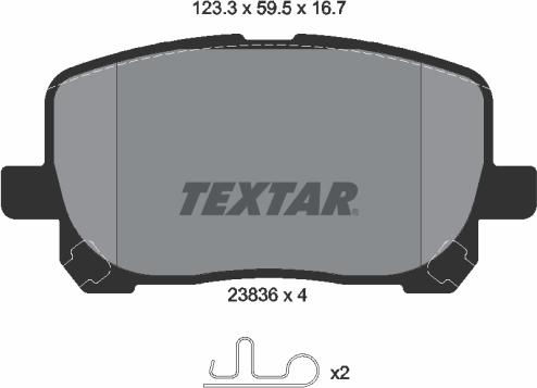 Textar 2383601 - Тормозные колодки, дисковые, комплект autospares.lv