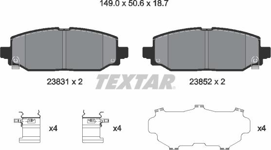 Textar 2383101 - Тормозные колодки, дисковые, комплект autospares.lv