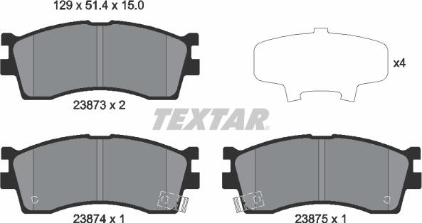 Textar 2387301 - Тормозные колодки, дисковые, комплект autospares.lv