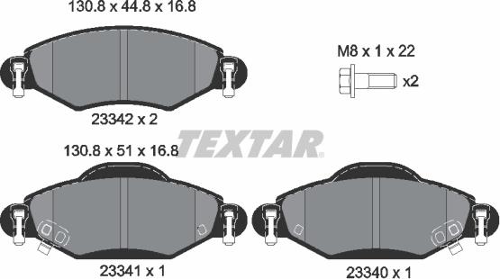 Textar 2334001 - Тормозные колодки, дисковые, комплект autospares.lv