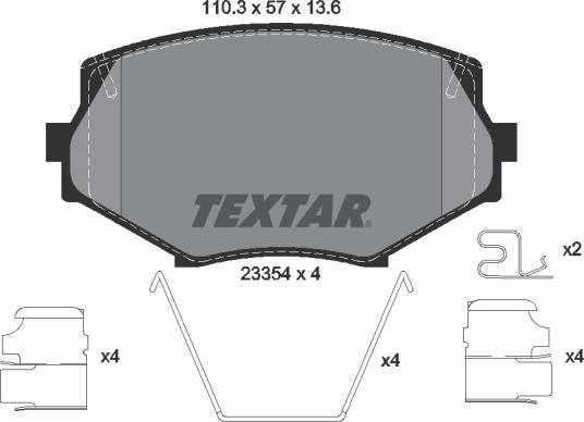 Textar 2335404 - Тормозные колодки, дисковые, комплект autospares.lv