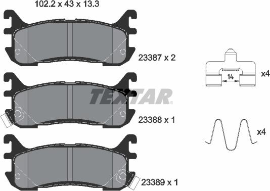 Textar 2338704 - Тормозные колодки, дисковые, комплект autospares.lv