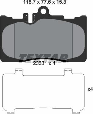 Textar 2333102 - Тормозные колодки, дисковые, комплект autospares.lv