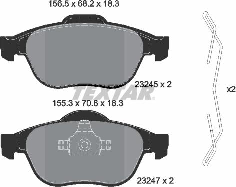 Textar 2324502 - Тормозные колодки, дисковые, комплект autospares.lv