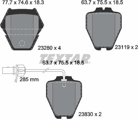 Textar 2328001 - Тормозные колодки, дисковые, комплект autospares.lv