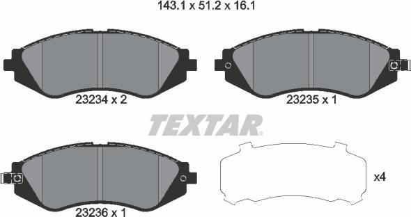 Textar 2323401 - Тормозные колодки, дисковые, комплект autospares.lv