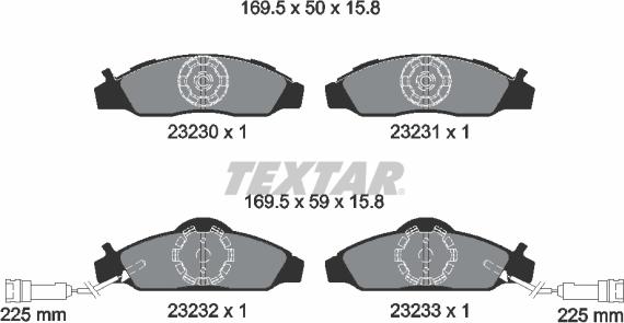 Textar 2323001 - Тормозные колодки, дисковые, комплект autospares.lv