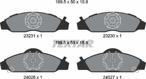 Textar 2323101 - Тормозные колодки, дисковые, комплект autospares.lv