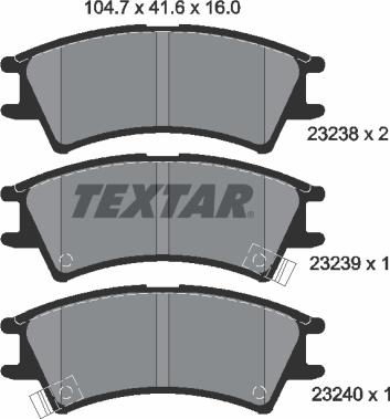 Textar 2323802 - Тормозные колодки, дисковые, комплект autospares.lv